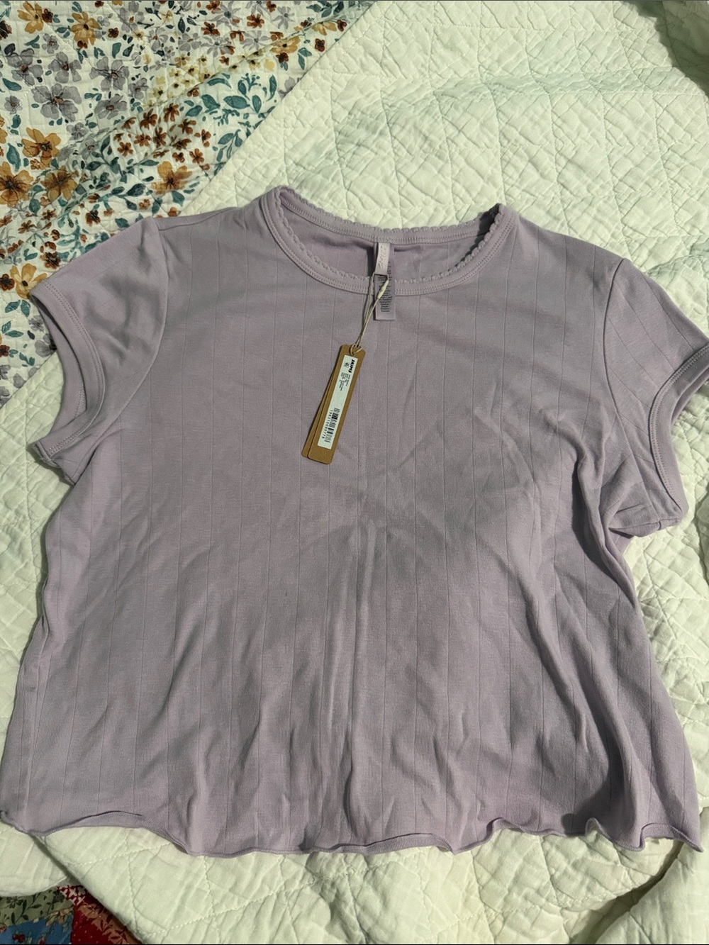 Skims Wisteria Ribbed Short-Sleeve Top